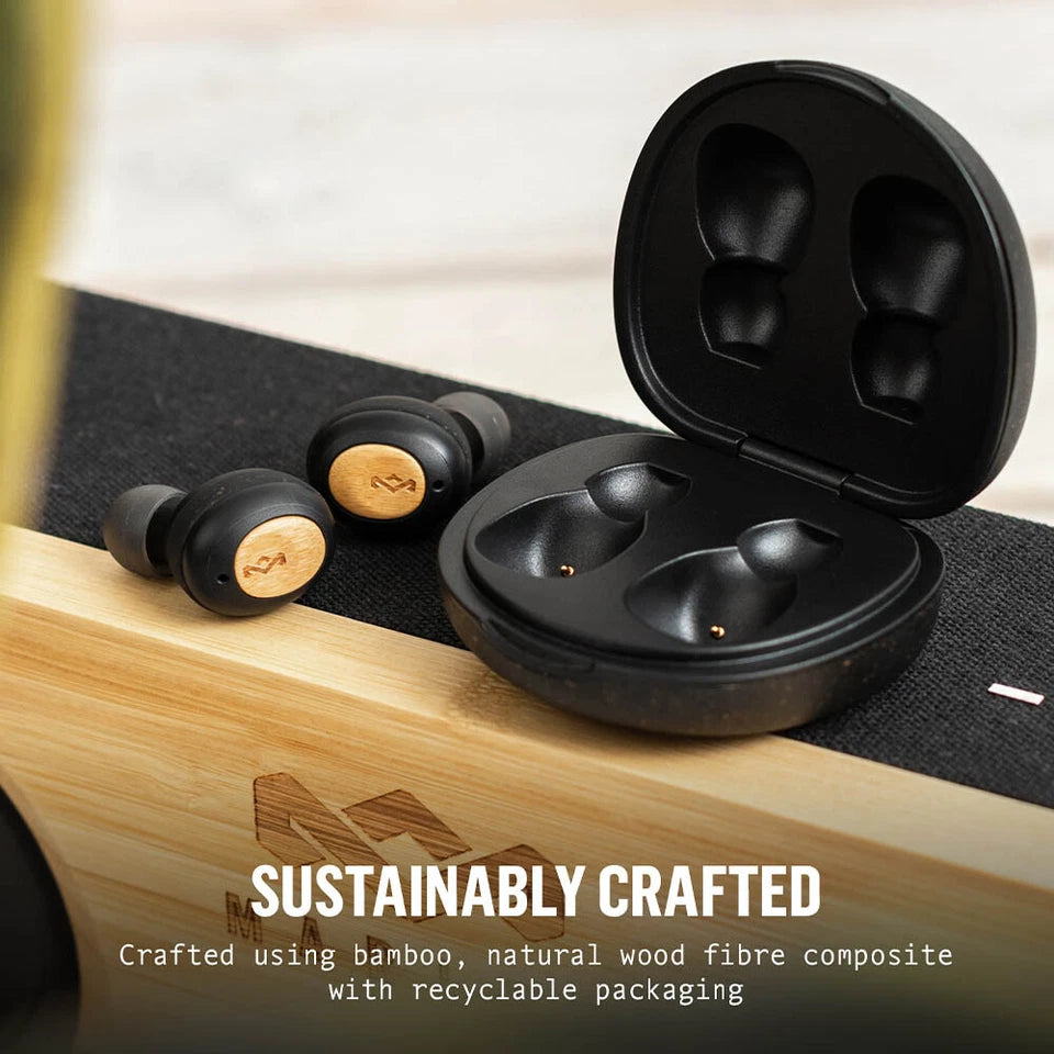 House of Marley Champion True Wireless Bluetooth 5.0 IPX4 Earphones Earbuds BLK | Sustainably Crafted