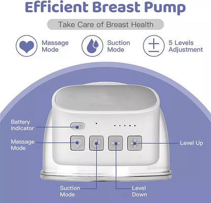 Electric Breast Pump Wearable 2Pcs | USB Silent Hands-Free Auto Milker | Low Noise Massage and Pump Function |