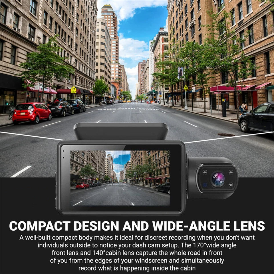 Dash Cam | 1080P Car DVR 3" Dual Lens | Incl G-sensor & Night Vision