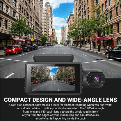Dash Cam | 1080P Car DVR 3" Dual Lens | Incl G-sensor & Night Vision