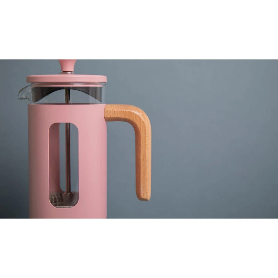 La Cafetiere Pisa 3-Cup 350ml | Stainless Steel/Glass Coffee French Press Pink | Filter Coffee | Rush Resistant Mesh | Italian Coffee Style