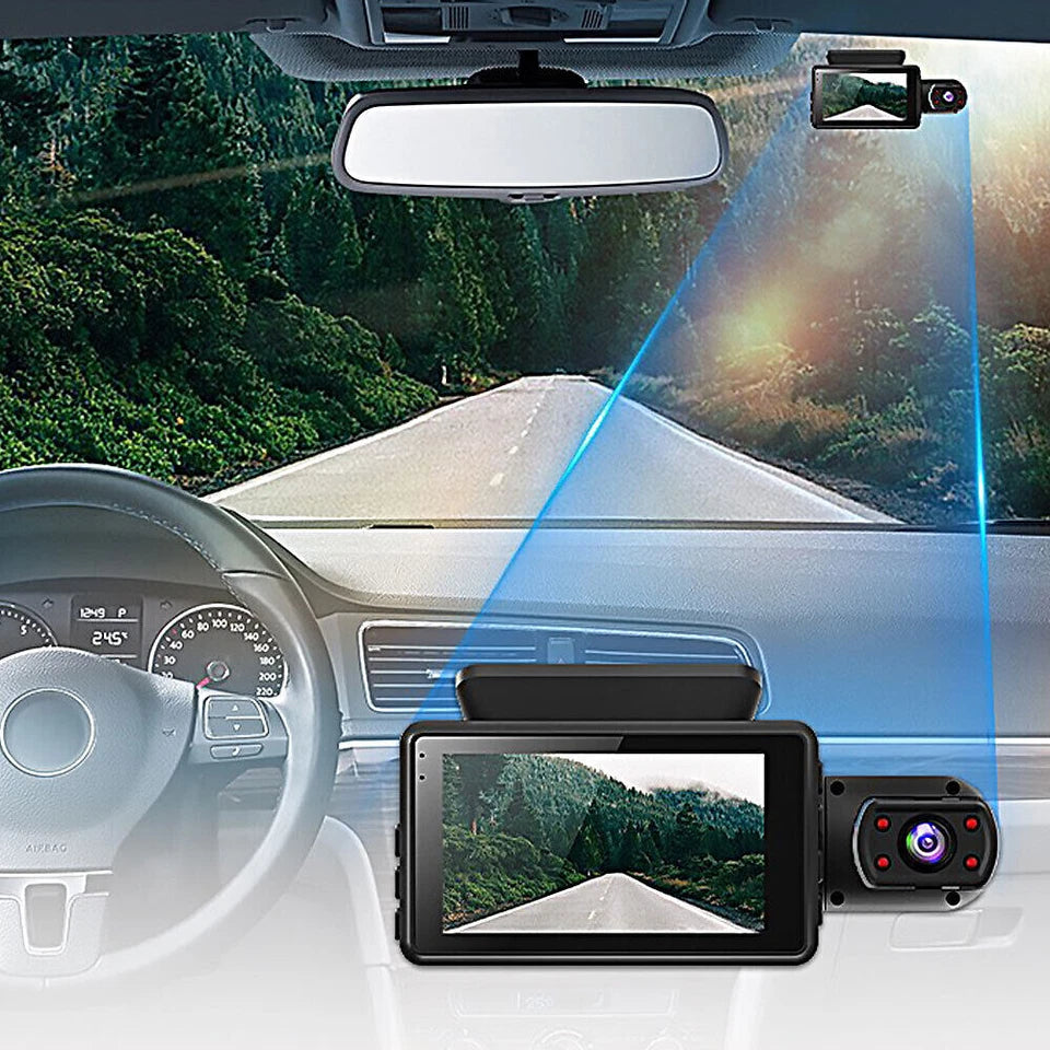 Dash Cam | 1080P Car DVR 3" Dual Lens | Incl G-sensor & Night Vision