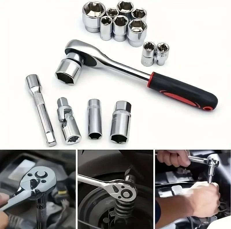 216-Piece Tool Set with Case - Mechanics Tool Kit with 1/4" & 3/8" Drive Sockets