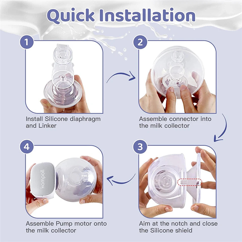 Electric Breast Pump Wearable 2Pcs | USB Silent Hands-Free Auto Milker | Low Noise Massage and Pump Function |