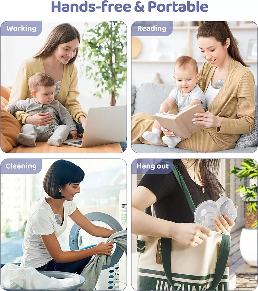 Electric Breast Pump Wearable 2Pcs | USB Silent Hands-Free Auto Milker | Low Noise Massage and Pump Function |