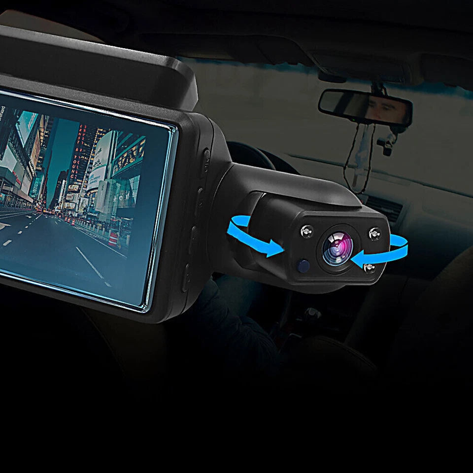 Dash Cam | 1080P Car DVR 3" Dual Lens | Incl G-sensor & Night Vision