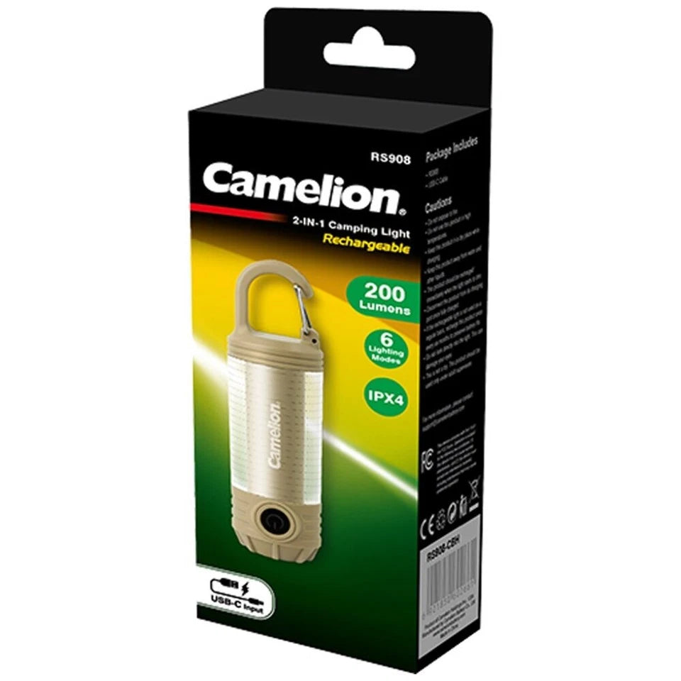 Camelion Rechargeable 2 In 1 Camping/Work Light USB-C Runs Up to 7 Hours