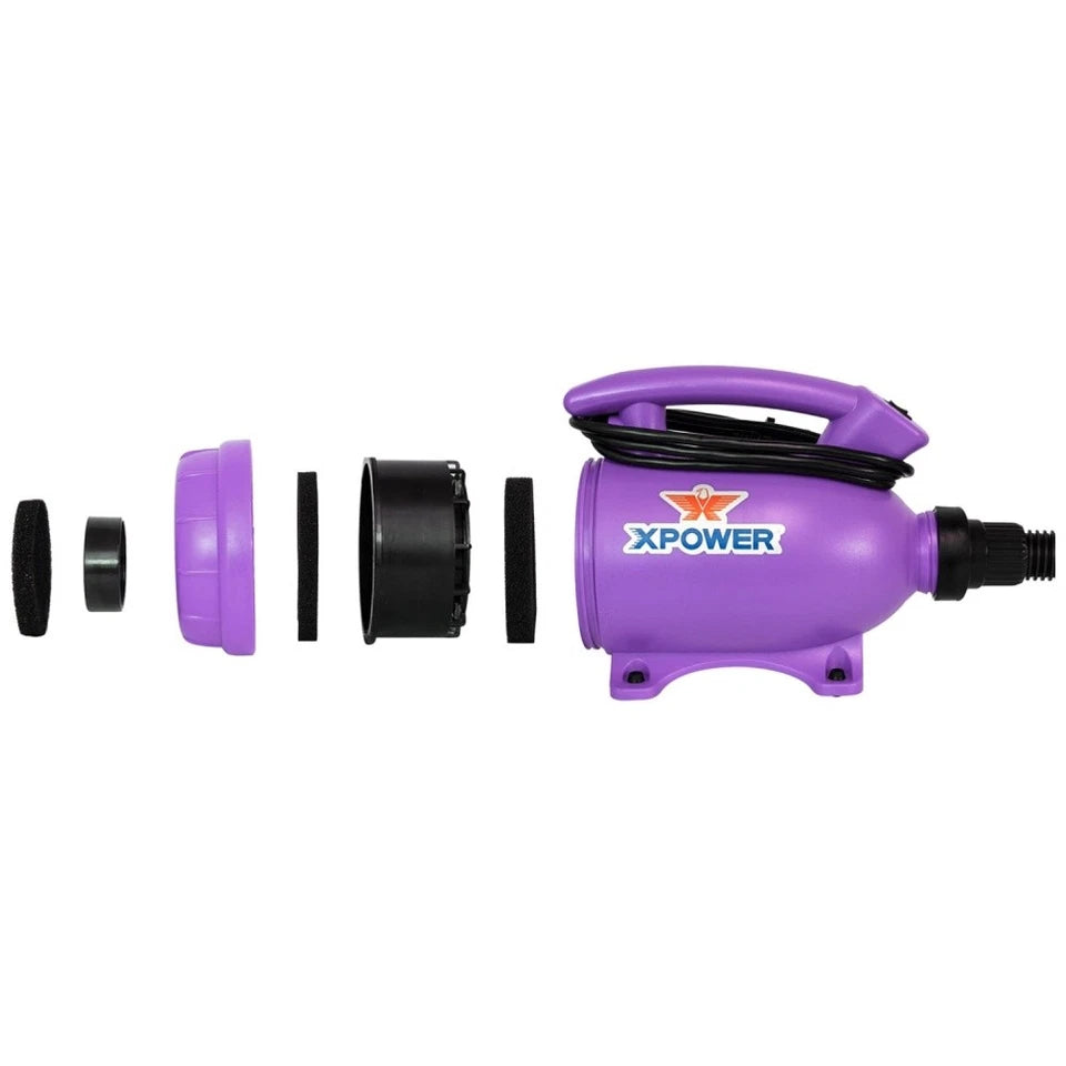 XPower Home Pet Dryer And Vacuum 2-In-1 Grooming 2 Speed Quiet B-55 Purple