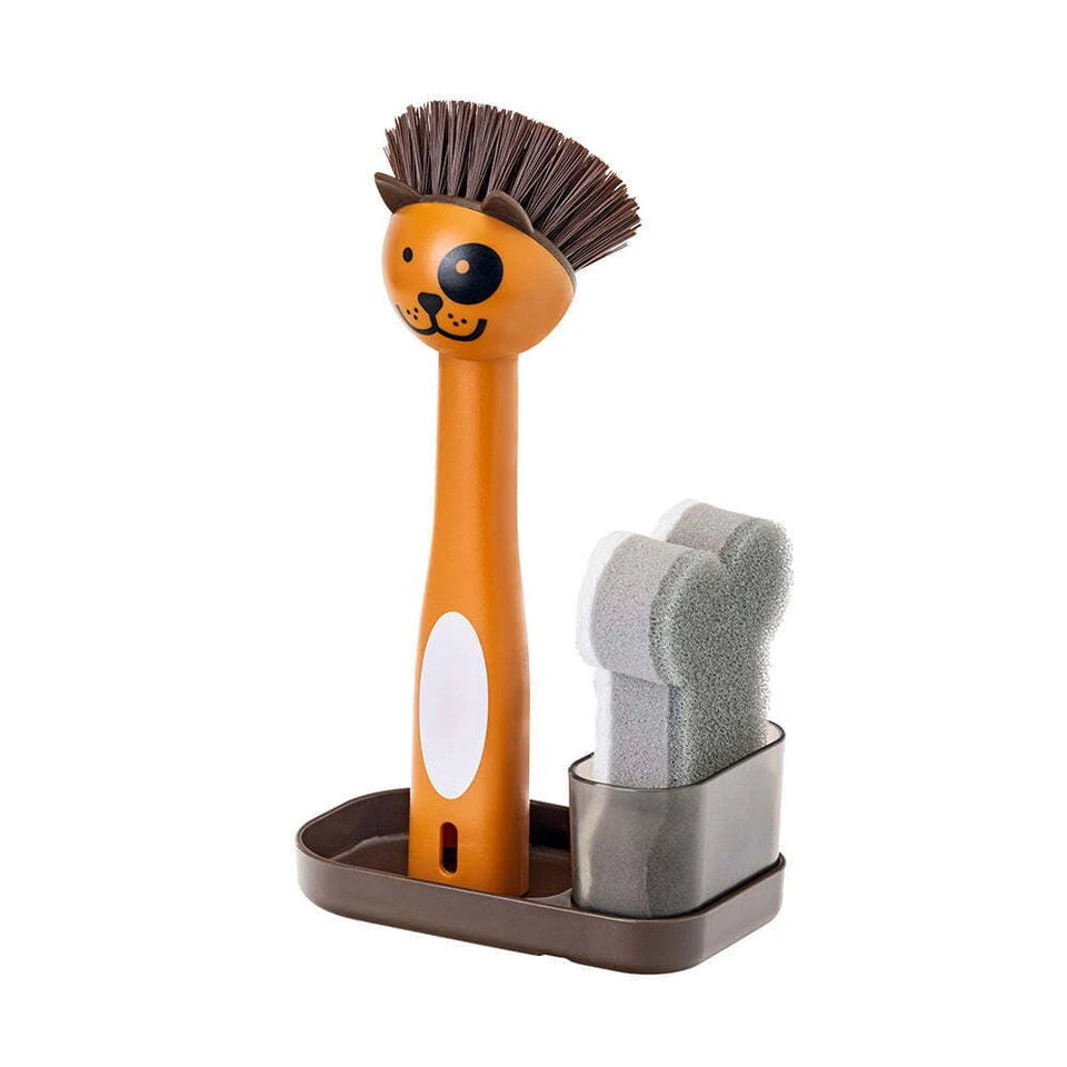 Vigar Pets Club Dog Sink Caddy Dish Brush/Scourer | 3Pc w/ Tray Holder Cleaner Set