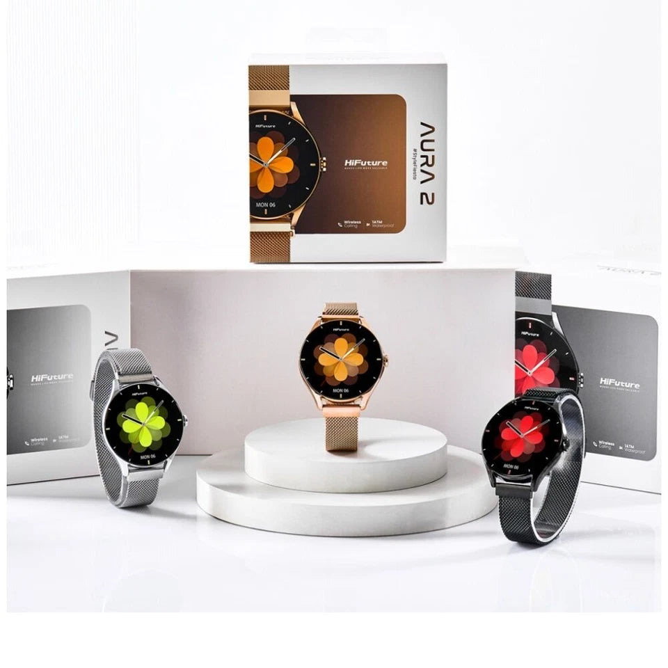 HiFuture AURA2 Women's Sleek Bluetooth Smart Watch iOS/Android Compatible Silver