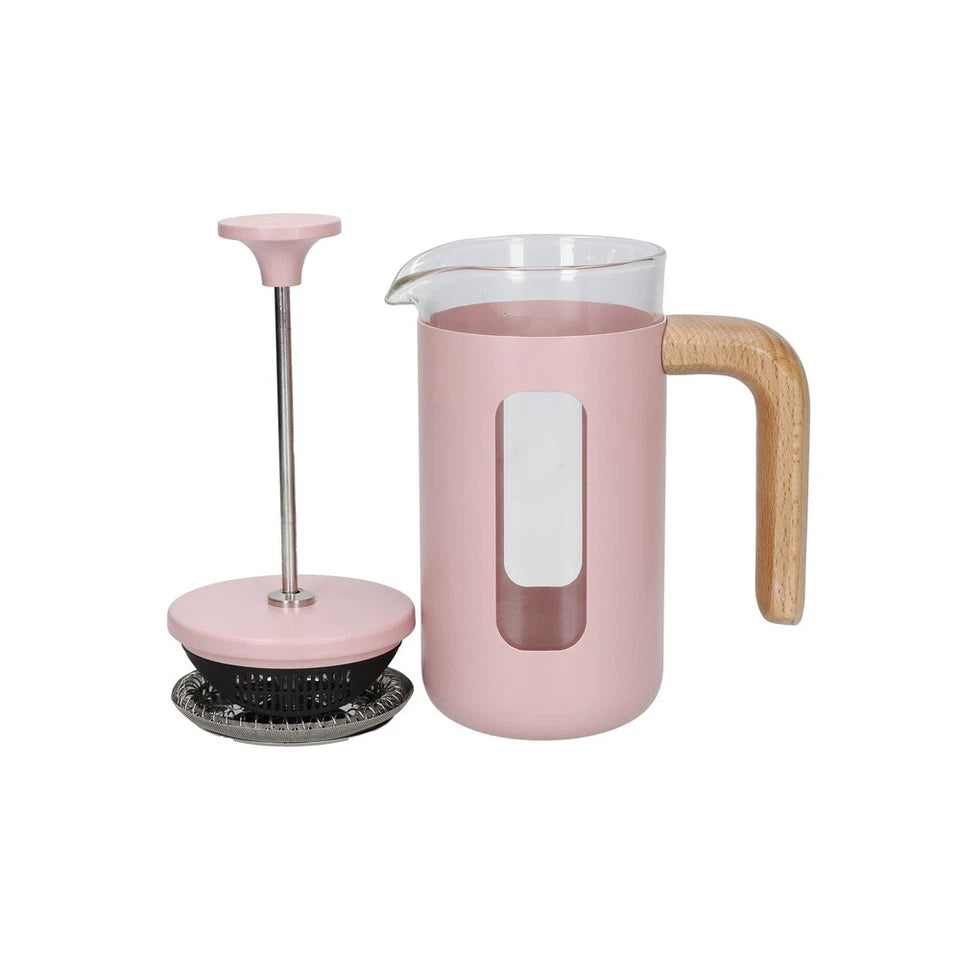 La Cafetiere Pisa 3-Cup 350ml | Stainless Steel/Glass Coffee French Press Pink | Filter Coffee | Rush Resistant Mesh | Italian Coffee Style