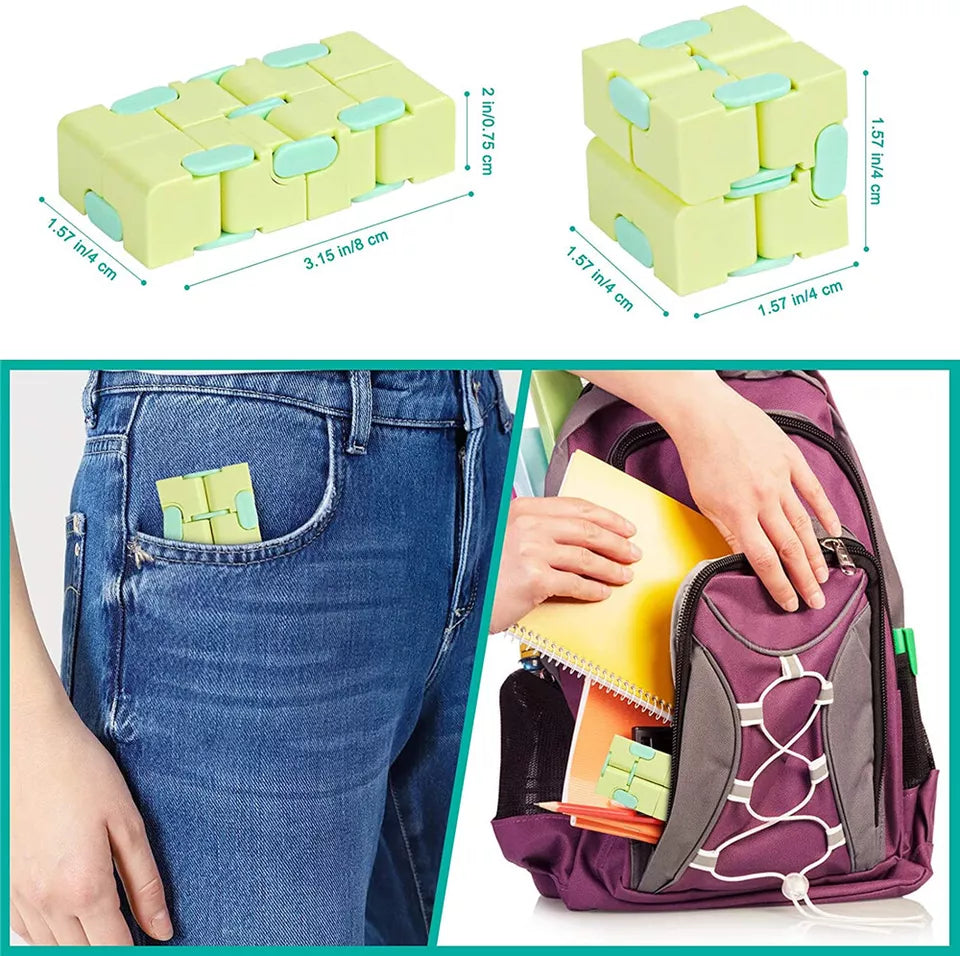 BLUE Fidget Infinity Cube | Sensory Autism Anxiety Stress Relief | Toys Magic Puzzle ADHD