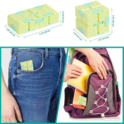 BLUE Fidget Infinity Cube | Sensory Autism Anxiety Stress Relief | Toys Magic Puzzle ADHD