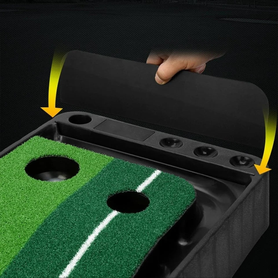 Auto-Return Golf Putting Mat 2.5m Professional Dual Holes Gravity Ball Return