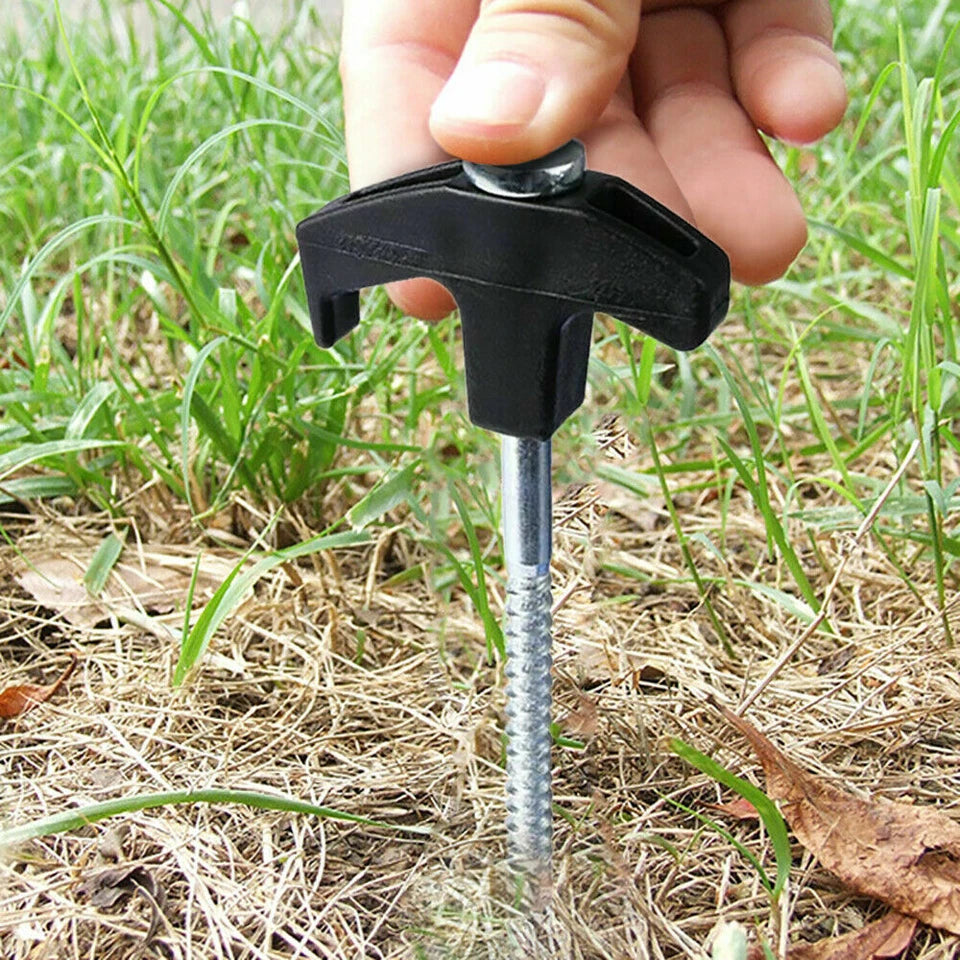 Camping Tent Pegs X20 | Heavy Duty Screw Steel | In Ground Camping Outdoor Stakes | Rust and Corrosion Resistant