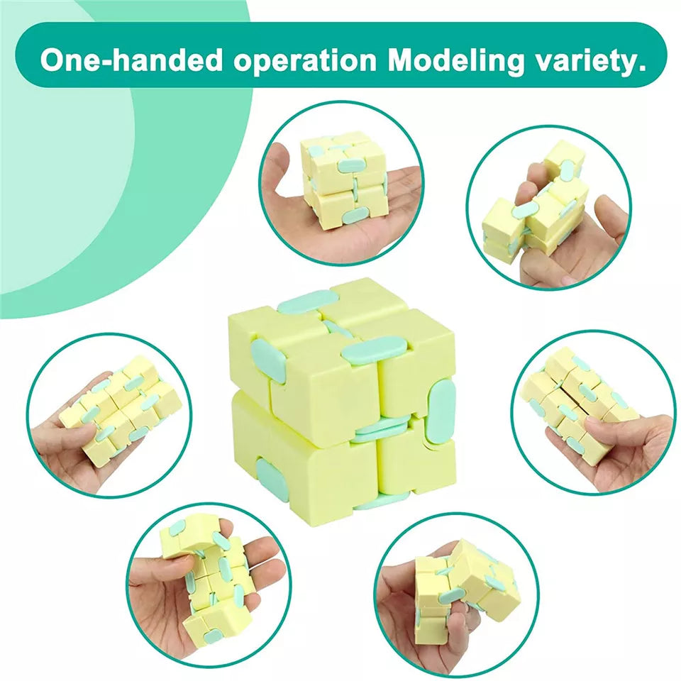 BLUE Fidget Infinity Cube | Sensory Autism Anxiety Stress Relief | Toys Magic Puzzle ADHD