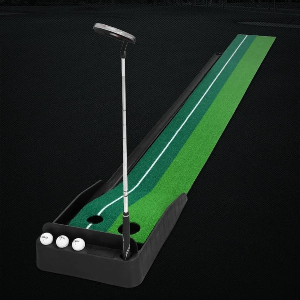 Auto-Return Golf Putting Mat 2.5m Professional Dual Holes Gravity Ball Return