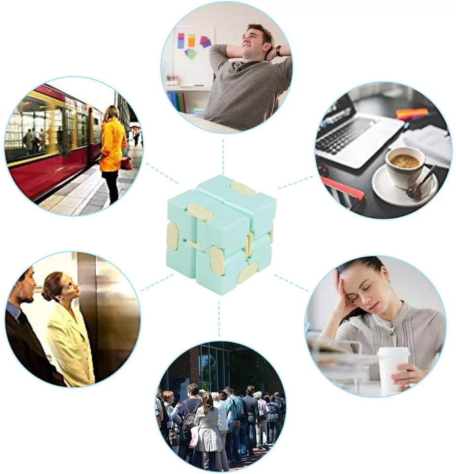 BLUE Fidget Infinity Cube | Sensory Autism Anxiety Stress Relief | Toys Magic Puzzle ADHD