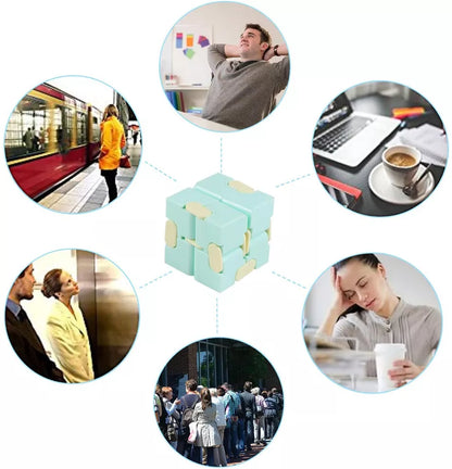 BLUE Fidget Infinity Cube | Sensory Autism Anxiety Stress Relief | Toys Magic Puzzle ADHD