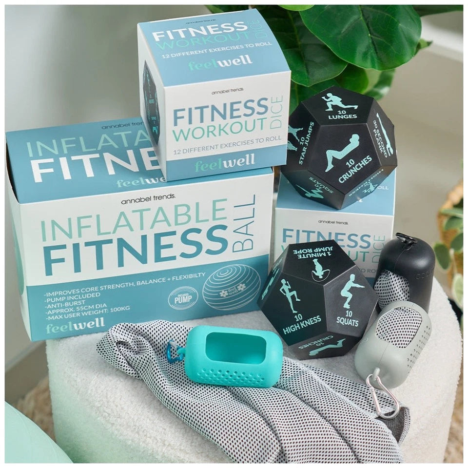 2PK Annabel Trends Feel Well 12-Sided Fitness Workout Dice Black & Aqua