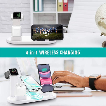 Apple All in One Charging Station | 4 in1 For iPhone Xs Apple Watch Airpods | Fast Wireless Charging | Inbuilt Charge Protection