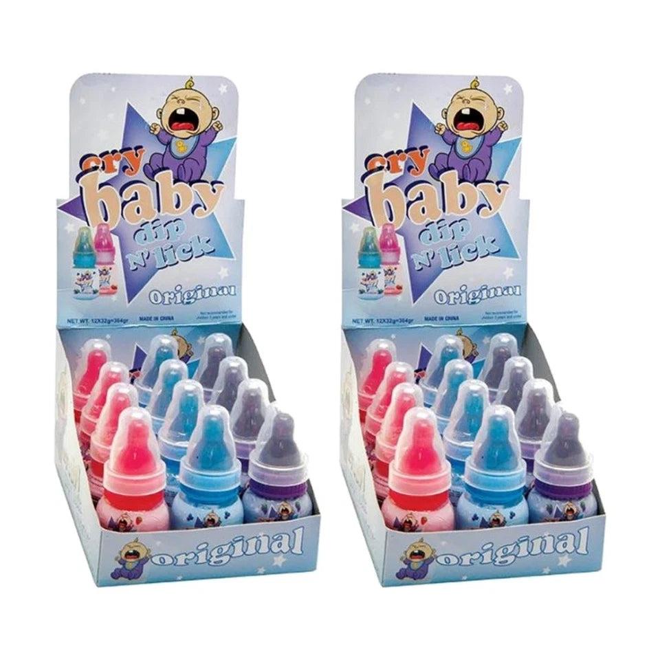 24PK Kids Candy Lolly Bulk Party Pack - Universal Candy Cry Baby Dip n Lick | 24PK Fruit Flavoured Sweet