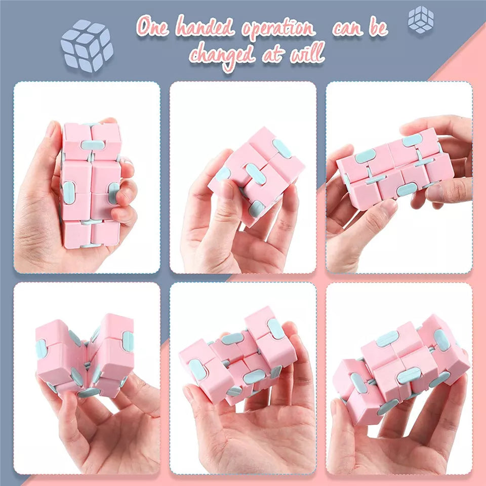 BLUE Fidget Infinity Cube | Sensory Autism Anxiety Stress Relief | Toys Magic Puzzle ADHD