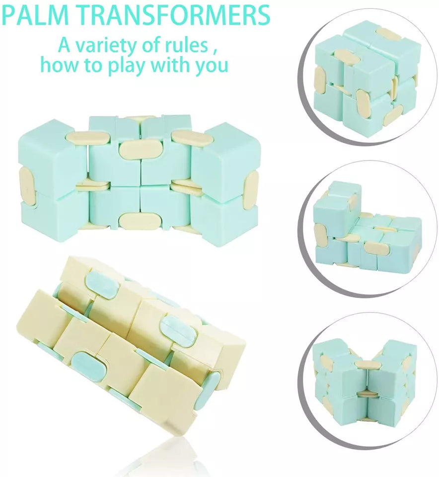 BLUE Fidget Infinity Cube | Sensory Autism Anxiety Stress Relief | Toys Magic Puzzle ADHD