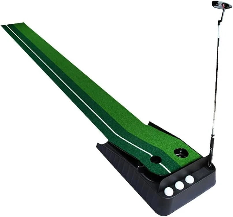Auto-Return Golf Putting Mat 2.5m Professional Dual Holes Gravity Ball Return