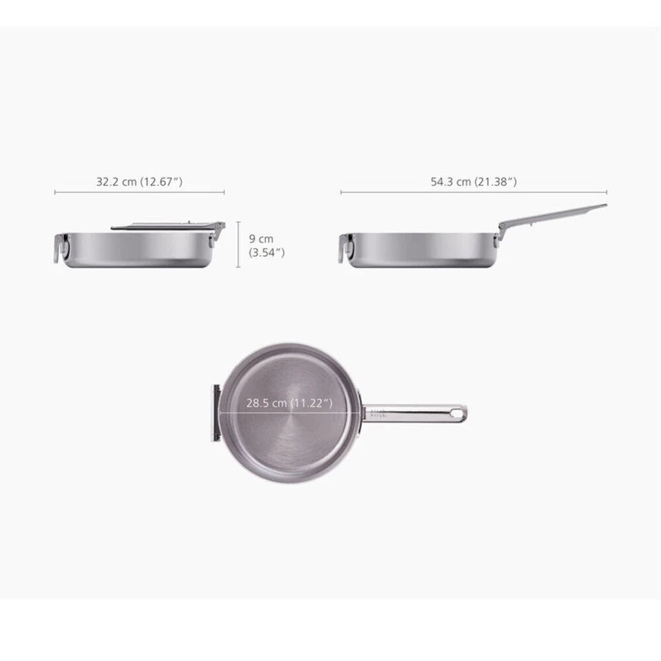 Joseph Space Saving 28cm Induction Saute Pan W Lid & Folding Handle Steel