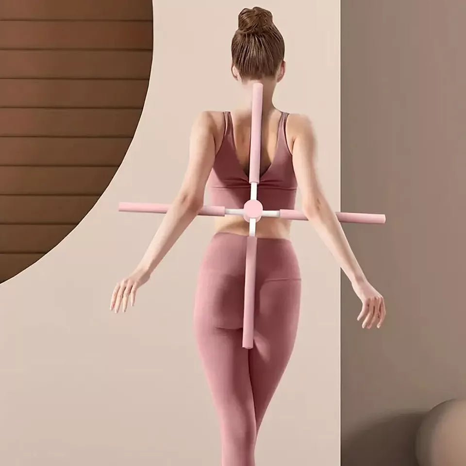 Adjustable Yoga Body Stick | Open Shoulder Standing Posture Corrector | Open Back | Pink