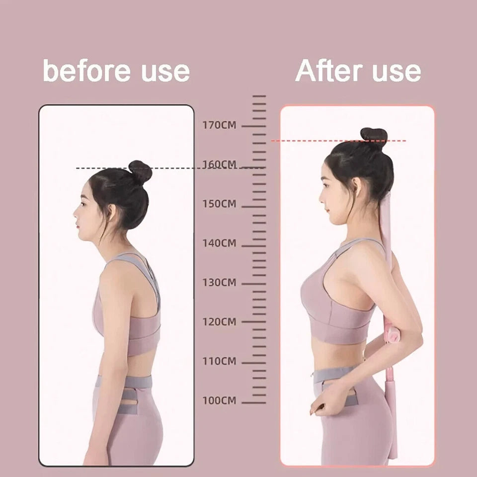 Adjustable Yoga Body Stick | Open Shoulder Standing Posture Corrector | Open Back | Pink