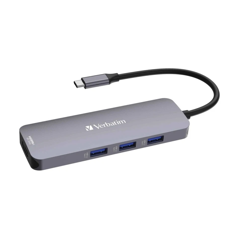 VERBATIM USB-C Connected USB-A & C/HDMI/RJ45 Multiport Connection Hub CMH-08