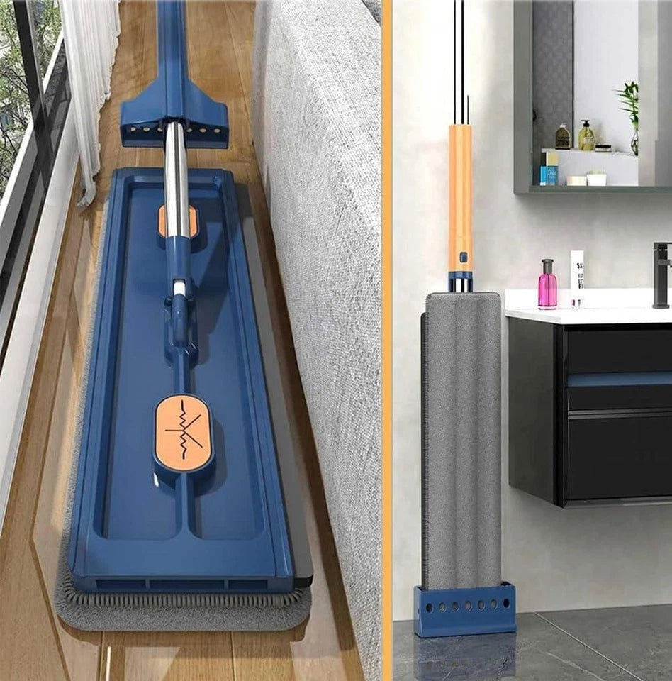 Flat Mop with Foldable Bucket Set and 5 Reusable Pads
