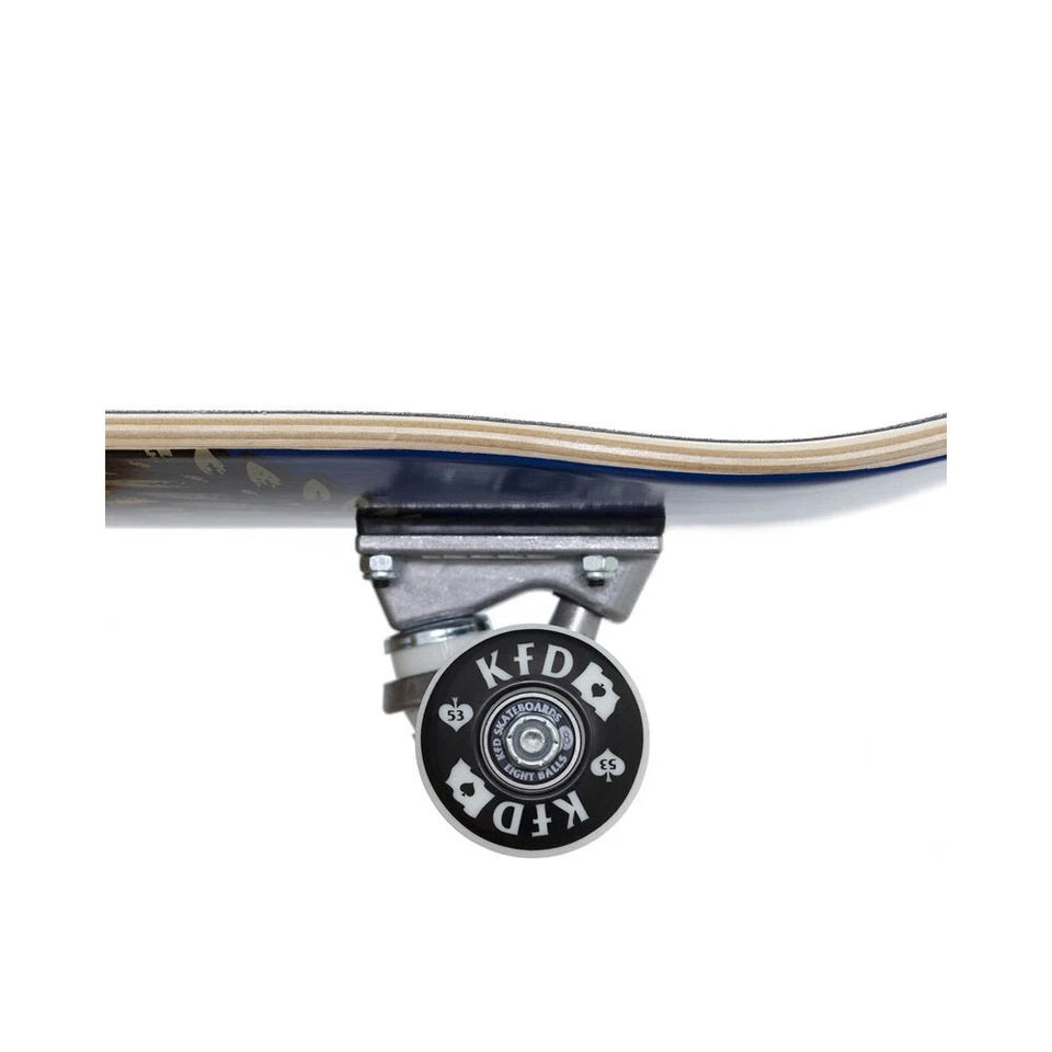 KFD Complete Outdoor Sports Beginner Skateboard Young Gunz Badge Navy 7.75in