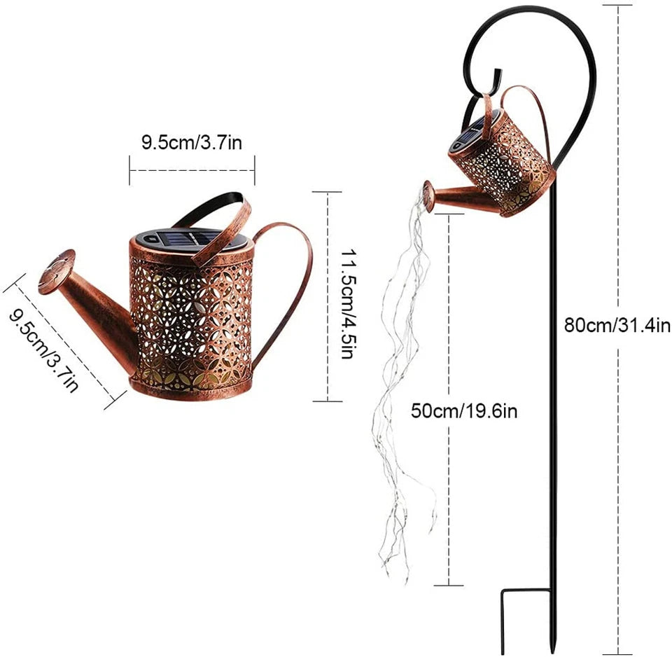 Solar LED Watering Can | Fairy String Light | Outdoor Garden Decor Waterfall Lamp