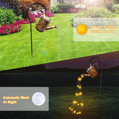Solar LED Watering Can | Fairy String Light | Outdoor Garden Decor Waterfall Lamp