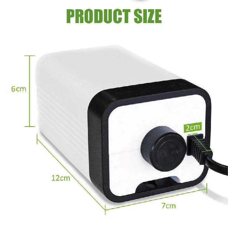 Aquarium Oxygen Pump | Aqua Fish Tank Pond Air Bubble | Disk Stone Aerator 2 Outlets | 15hPa pressure output | Suitable for Freshwater & Saltwater Aquariums