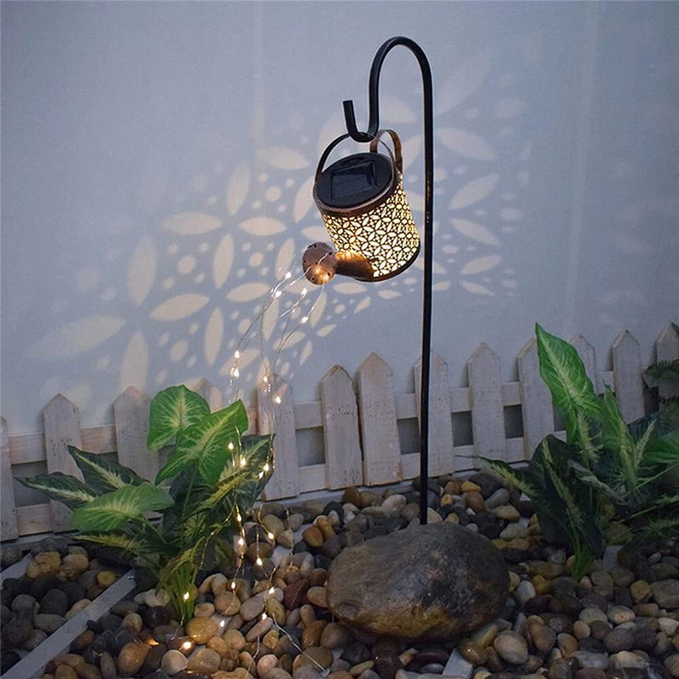 Solar LED Watering Can | Fairy String Light | Outdoor Garden Decor Waterfall Lamp