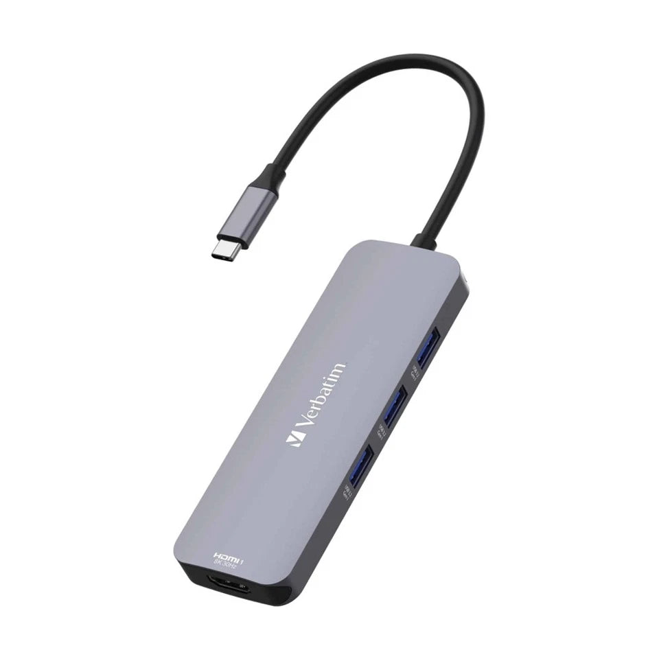 VERBATIM USB-C Connected USB-A & C/HDMI/RJ45 Multiport Connection Hub CMH-08