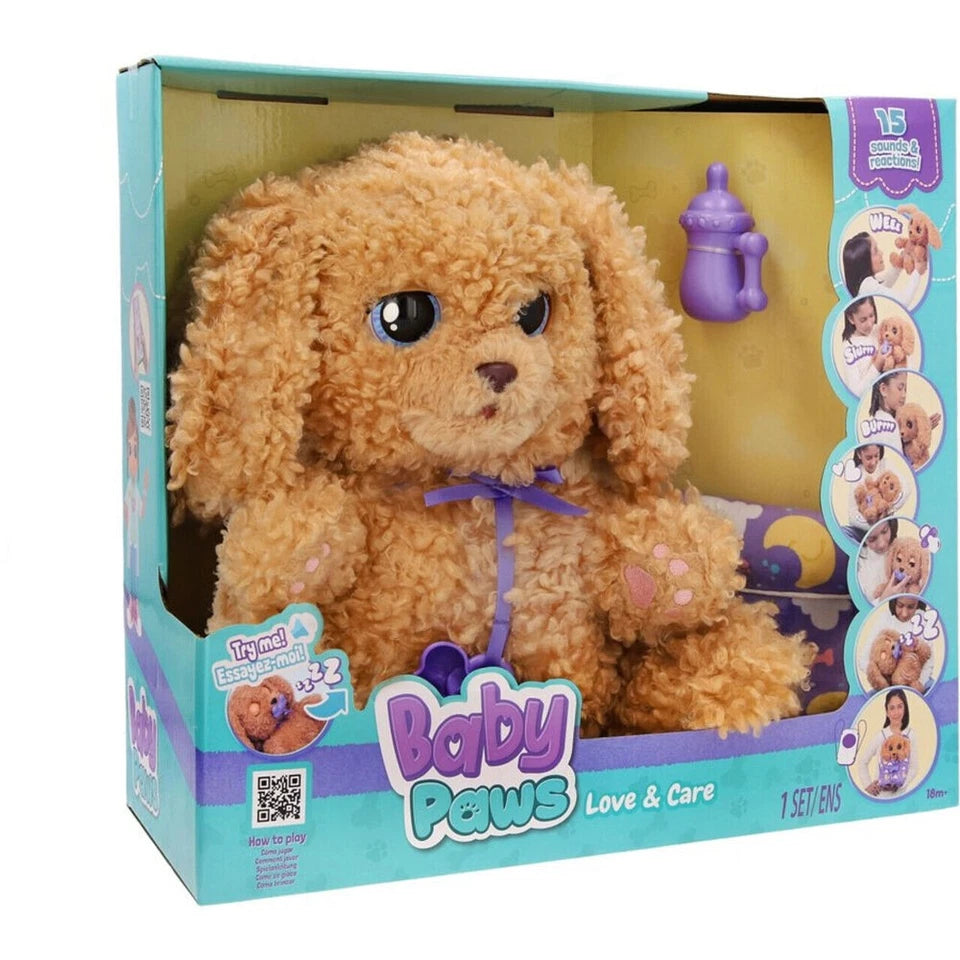 Baby Paws Love & Care Labradoodle Plush Toy w/ Sounds & Reactions Kids 4y+