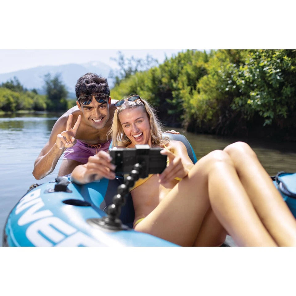 Intex River Run 1 Pro Inflatable Outdoor Floating Pool/Lake Water Tube | River Adventures | Go-Pro/Phone Mount | Two Air Chambers for Safety | All Round Grip | Cupholder