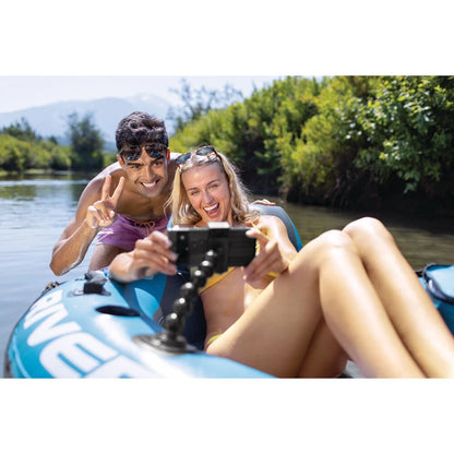 Intex River Run 1 Pro Inflatable Outdoor Floating Pool/Lake Water Tube | River Adventures | Go-Pro/Phone Mount | Two Air Chambers for Safety | All Round Grip | Cupholder