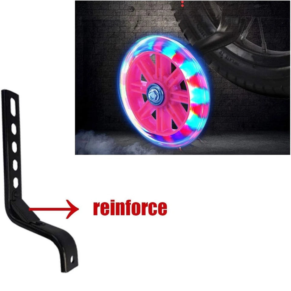 12-20 Inch Kids Bike Training Wheels | Silent Flashing PVC Stabilizer Auxiliary | Black