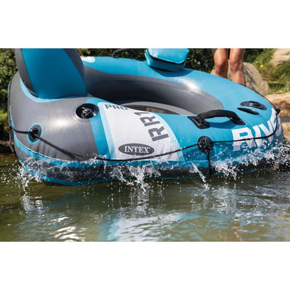 Intex River Run 1 Pro Inflatable Outdoor Floating Pool/Lake Water Tube | River Adventures | Go-Pro/Phone Mount | Two Air Chambers for Safety | All Round Grip | Cupholder