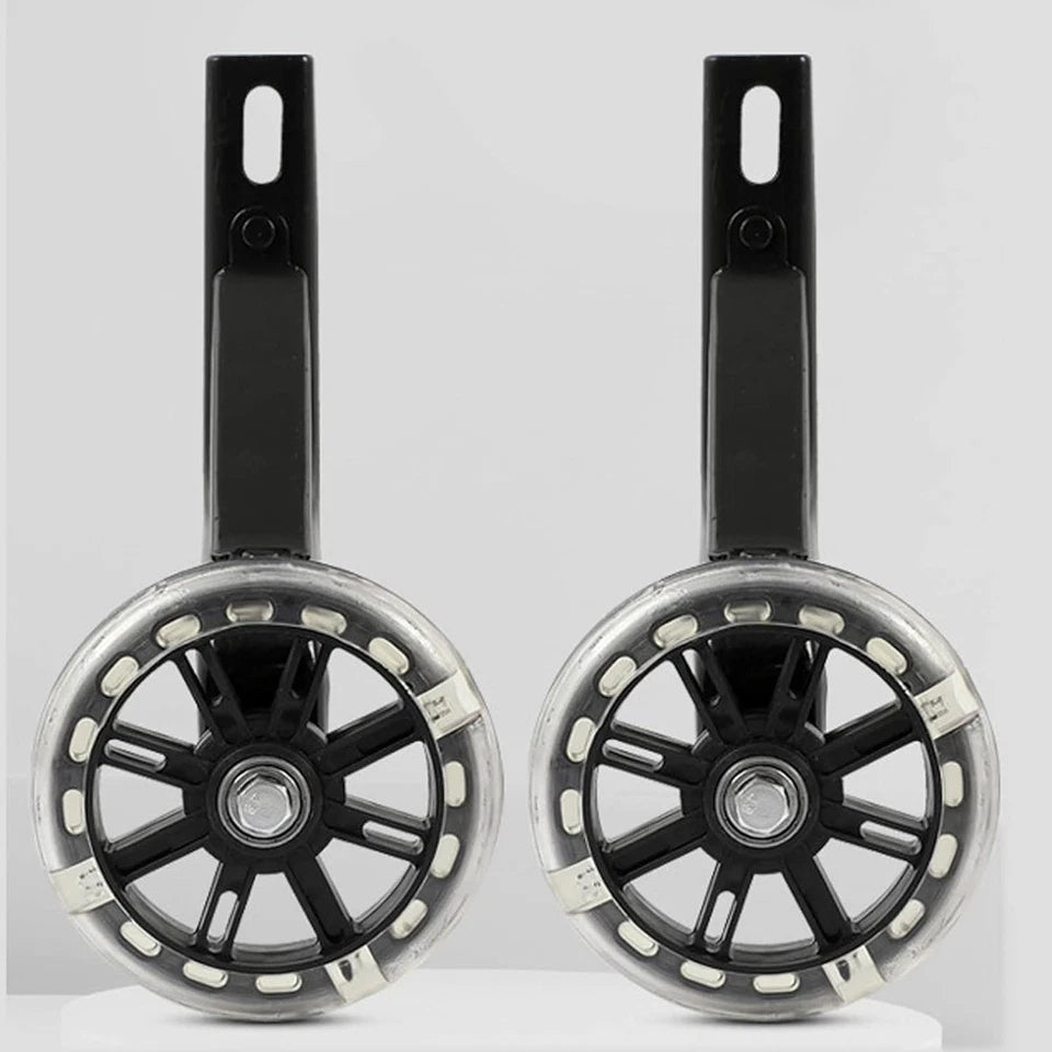 12-20 Inch Kids Bike Training Wheels | Silent Flashing PVC Stabilizer Auxiliary | Black