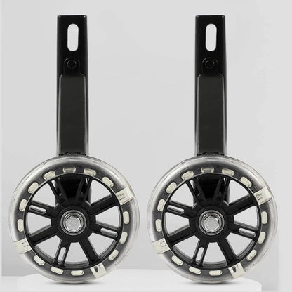 12-20 Inch Kids Bike Training Wheels | Silent Flashing PVC Stabilizer Auxiliary | Black