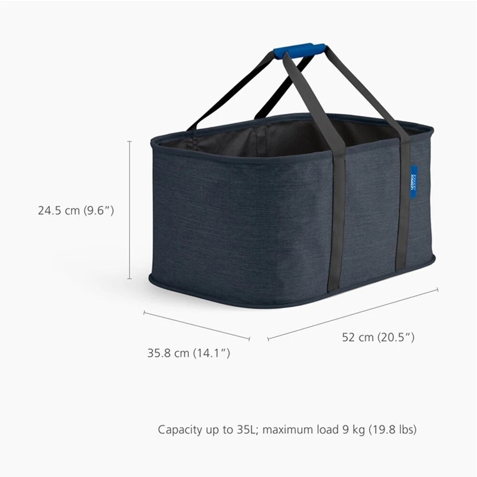 Joseph Hold-All Collapsible Laundry/Washing Basket | With Handles Black | Robust Shape Retaining Basket