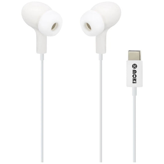 Moki Wired USB-C Connect Inner Ear Earphones W/ Mic & Control White
