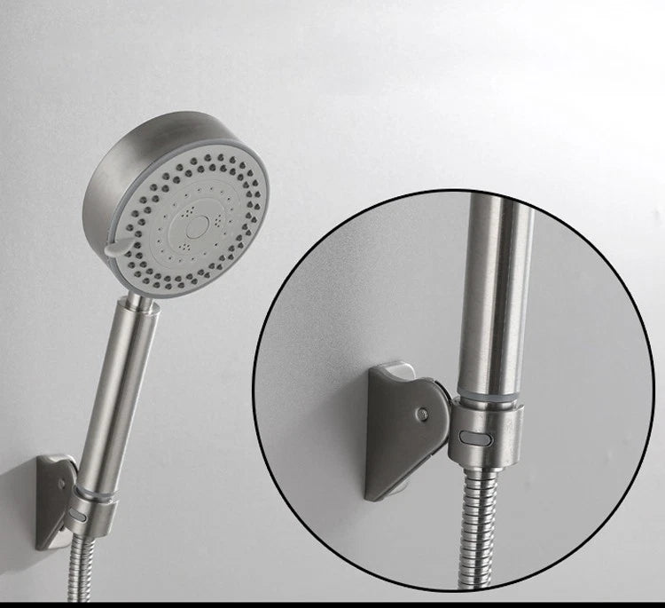 High-Pressure 5-Gear Stainless Steel Shower Head w/ 1.5m Flexible Hose
